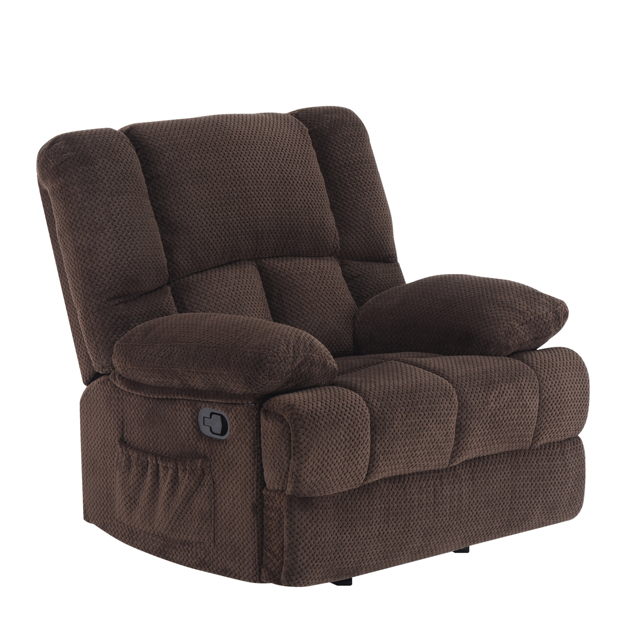 MAYEERTY Chocolate Oversized Rocking Recliner Sofa for Adults, Velvet, Ergonomic, Perfect for Living Room