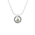 thumbnail image 2 of Delight Jewelry Silvertone White Plumeria Flowers Spinner Silvertone Grandmother Ring Charm Necklace, 18", 2 of 4
