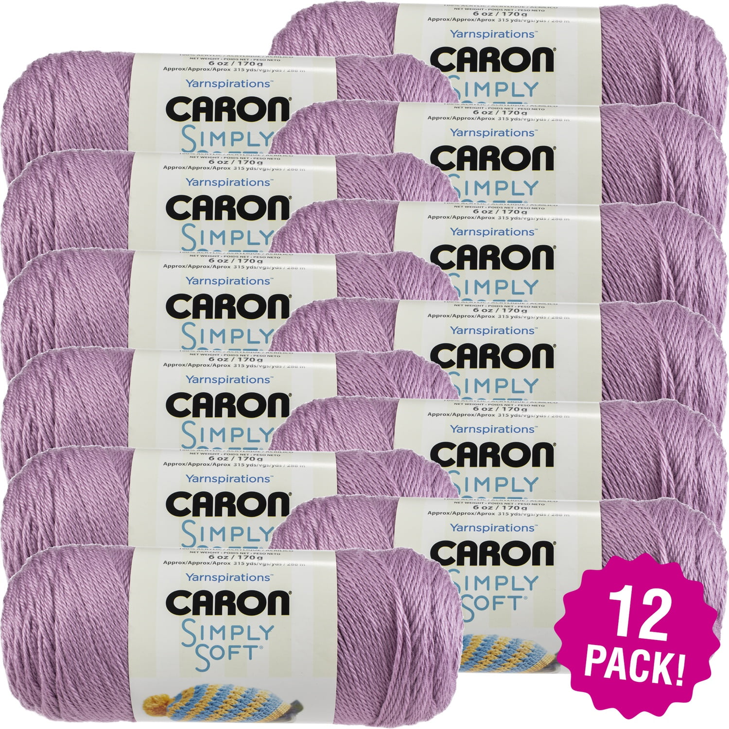 Caron Simply Soft Collection Yarn Blackberry, Multipack of 12