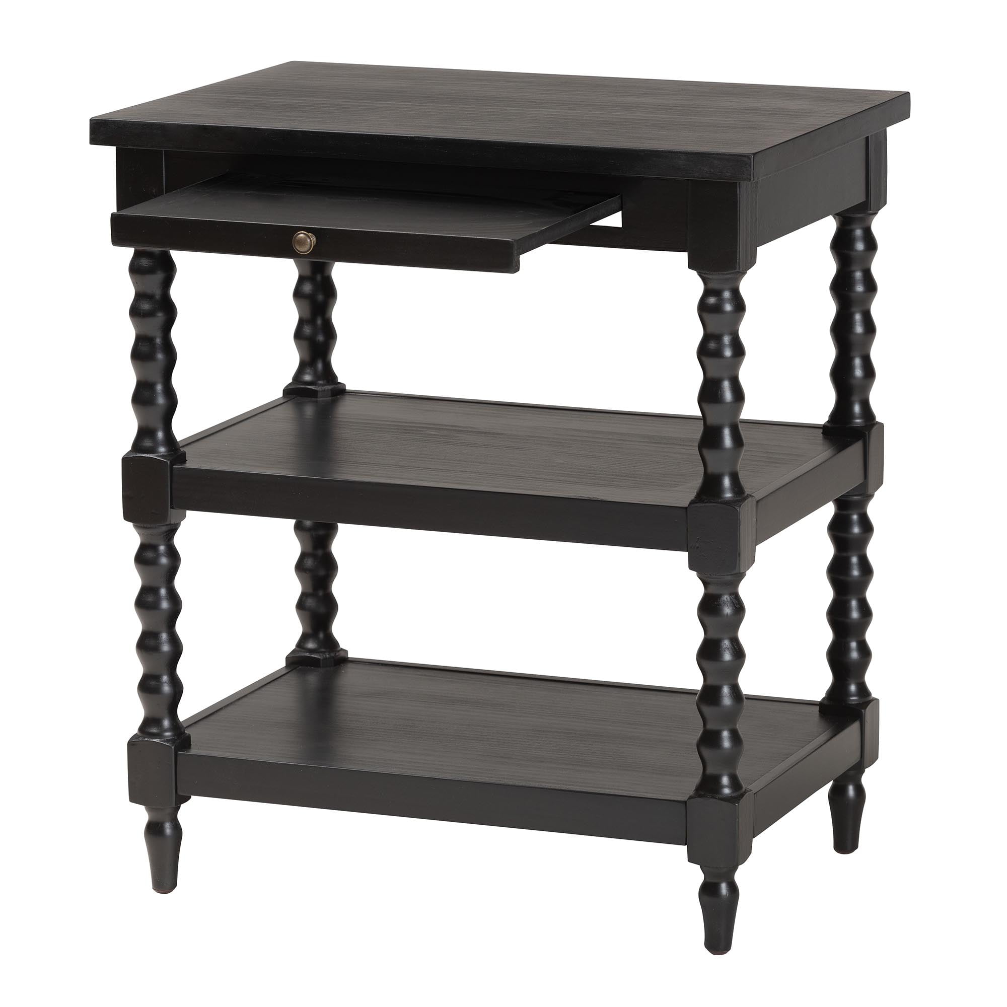 Baxton Studio Imogene Retro-Modern End Table, Turned Legs, Black
