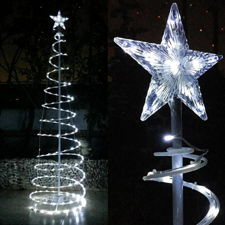 Yescom 6ft 182 LED Spiral Christmas Tree Light Star Topper Cool White Battery Powered Indoor Outdoor Holiday Decor