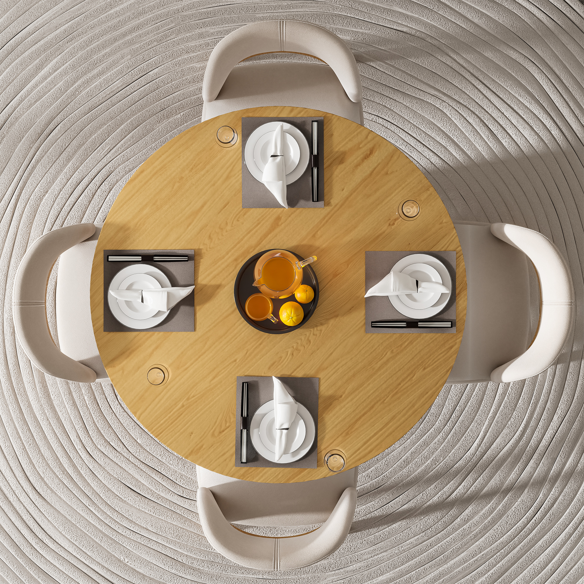46" Modern Oak Wood Dining Table Large Round Dining Room Tables,Oak Color
