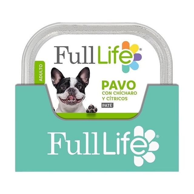 Alimento húmedo para perro Full life pavo con chicharo y citricos 16 pack alutray display