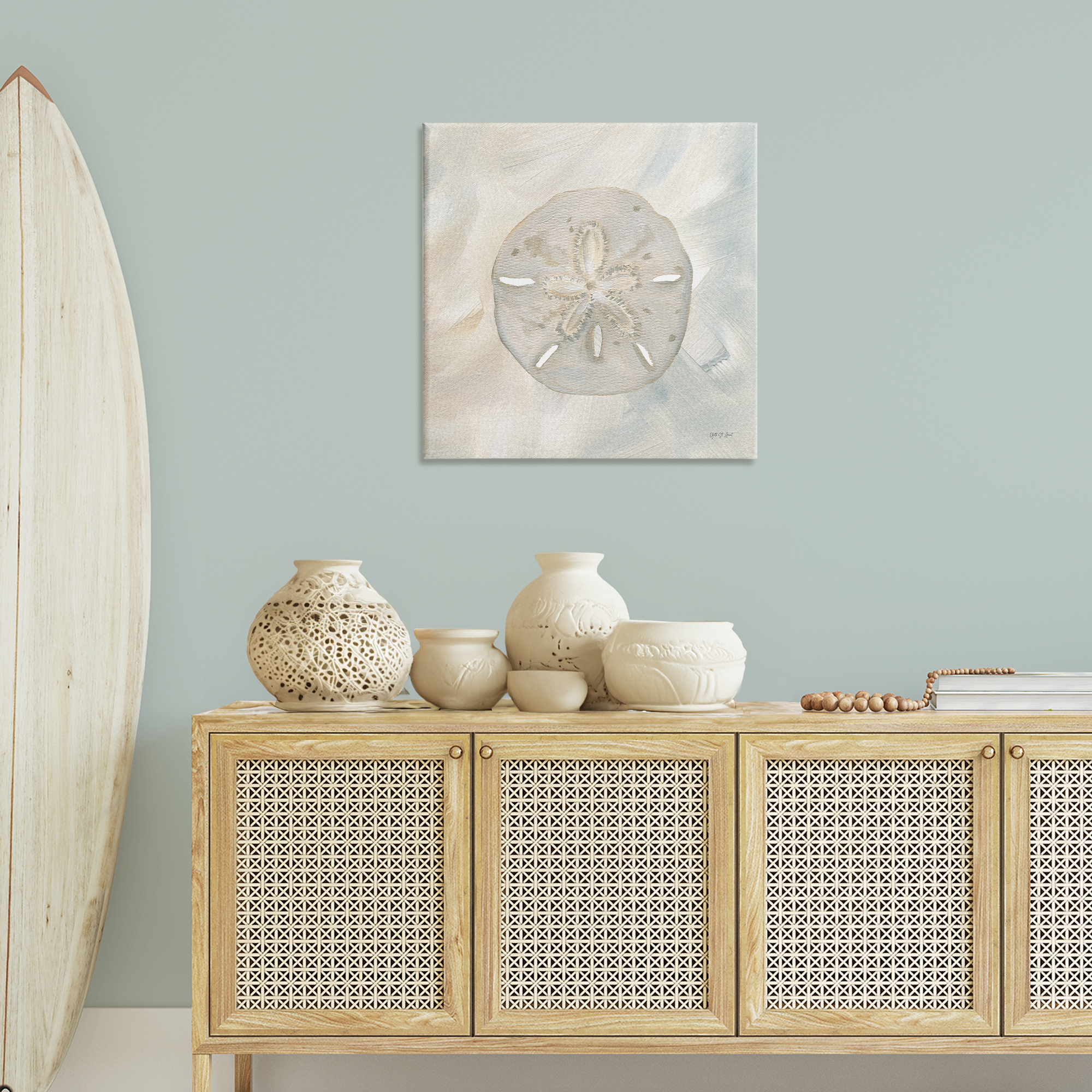 Stupell Industries Soft Sand Dollar Coastal Painting Gallery Wrapped Canvas Art Print Wall Art, 30 x 30