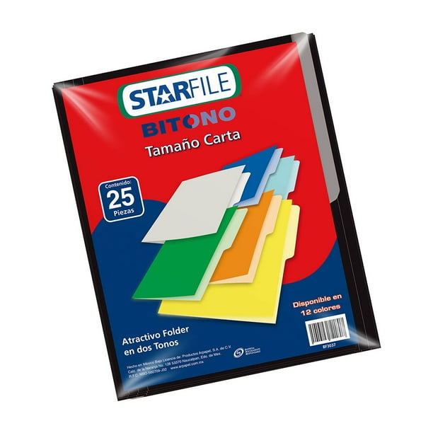 Folder STARFILE Bitono Tamaño Carta Color Negro 25 Piezas