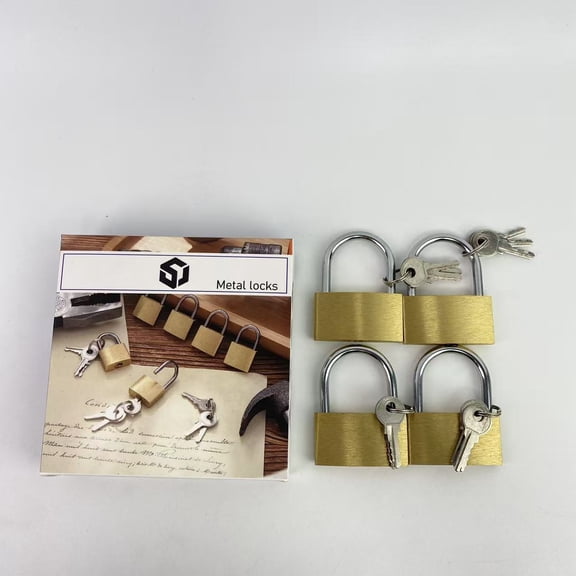 Metal locks Solid Brass Keyed Padlock, Small Yellow Gym Lock, Strong Padlock with Same Key for Luggage Toolbox (20mm)