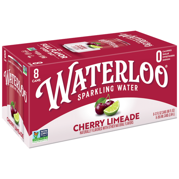 Waterloo Sparkling Water, Cherry Limeade, 12 fl oz, 8 Pack Cans