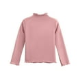 thumbnail image 4 of YOUYEDIAN Girls Mock Neck Top with Lettuce Trim, Long Sleeve Ribbed Knit Shirt, Y2K Inspired Fashion Tee Pink 18-24 Months, 4 of 4