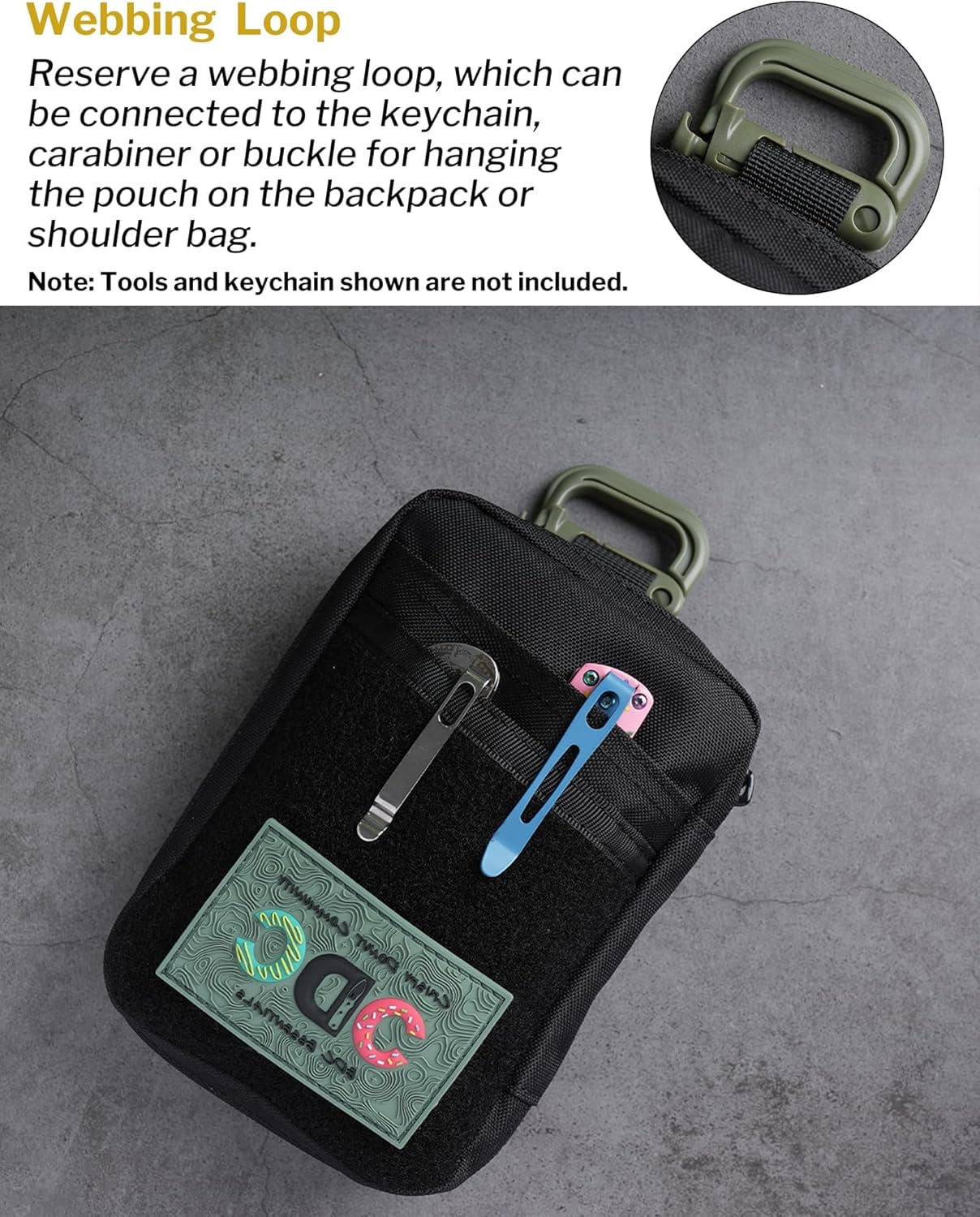 VIPERADE EDC Pouch for Men, Pocket Organizer with Patch Area, Molle Utility Pouch for Everyday Carry