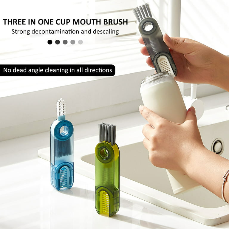 3 In 1 Bottle Gap Cleaner Brush Multifunctional U-Shaped Cup Mouth Brush  Feeding Bottle Cleaning Brush Household Cleaning Tools