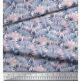 thumbnail image 3 of Soimoi Gray Cotton Jersey Fabric Pecan Leaves Print Fabric by Yard 64 Inch Wide, 3 of 3