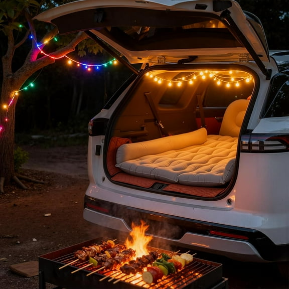 Car Air Mattress for SUV, Quick Inflation Travel Bed with Air Pump, Portable Sleeping Pad for Camping, Fits Most SUVs and Sedans, Comfortable and