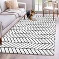 thumbnail image 3 of Area Rug for Living Room, White Geometric Non-Slip Indoor Large Carpet for Bedroom/Dining Room, Modern Minimalism Black Striped Lines Washable Low-Profile Rectangle Floor Runner Rugs - 4 x 6 Ft, 3 of 7