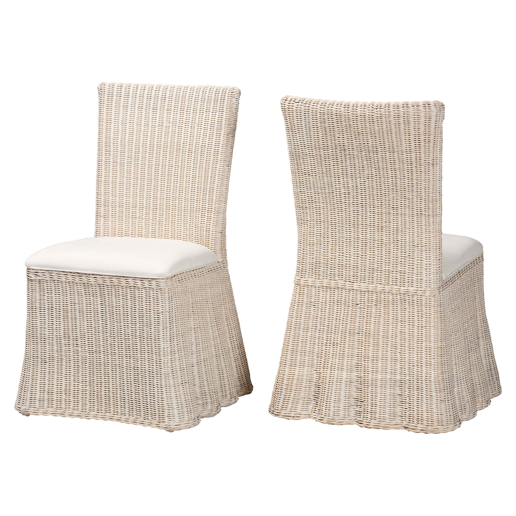 bali & pari Sara Boho Dining Chair, 2-Piece, White Wash