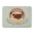 thumbnail image 1 of SIDONKU Brown Pug Hipster Cup of Coffee Bear Bow Doormat Floor Rug Bath Mat 30x18 inch, 1 of 1