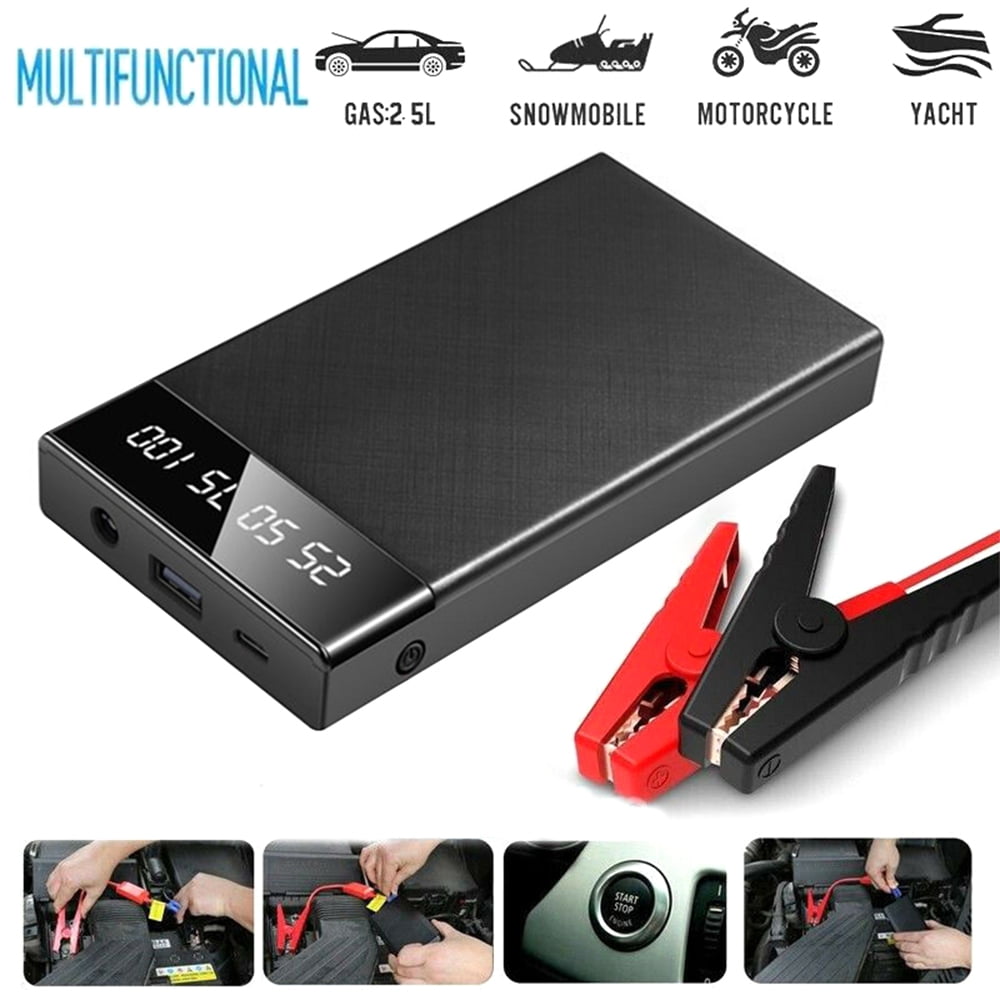 12V Portable Jump Starter Lithium-Ion Battery Charger Box For Car,Motorcycle,Truck,Boat,Diesel To Start and Charge Compact Emergency USB Power Bank