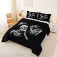 thumbnail image 2 of Homewish Spooky Horror Skull Queen Comforter Set,Skeleton Halloween Comforter Sets Queen,Black White,Black Reversible,3pcs,1 Comforter and 2 Pillowcases, 2 of 7