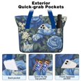thumbnail image 2 of Tote Bag for Women - Pioneer Flower Shoulder Bag - Large Utility Work Duffle Bag with Zipper Handbag for Travel, Work, Sprots, 2 of 5