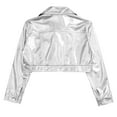 thumbnail image 3 of LiiYii Girls Metallic Jacket Kids Motorcycle Biker Coat Long Sleeve Modern Hip Hop Jazz Dance Tops Outwear Silver 14, 3 of 4