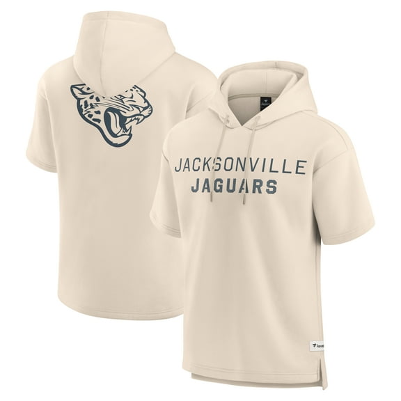 Men's Fanatics Cream Jacksonville Jaguars Elements Future Ground Lettering Short Sleeve Pullover Hoodie