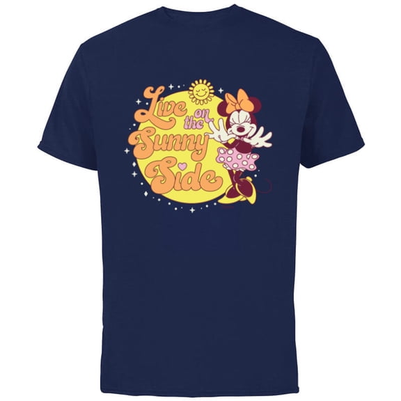 Disney Minnie Mouse Live on the Sunny Side Retro - Short Sleeve Cotton T-Shirt for Adults - Customized-Navy