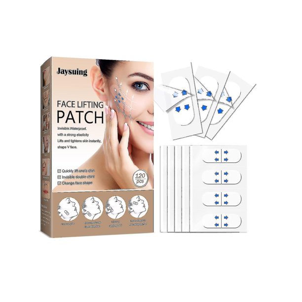 120 piezas de cinta para lifting facial, ultrafina, invisible, resistente al agua y de alta elasticidad, herramienta de maquillaje para ocultar las arrugas faciales y levantar la piel flácid