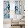 thumbnail image 2 of Octopus Blackout Curtains for Bedroom Living Room Darkening Curtains 63 Inches Long Blue Coastal Starfish Ocean Coral Nautical Window Curtain 2 Panels Set Window Treatment Grommet Drapes 42"x63", 2 of 9