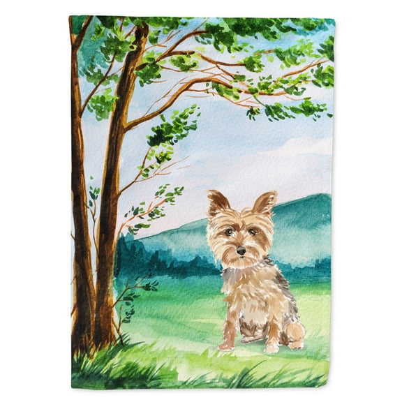 Carolines Treasures CK2549GF Under the Tree Yorkie Yorkshire Terrier Flag Garden Size  Small multicolor