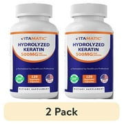 (2 pack) Vitamatic Hydrolyzed Keratin 500mg per Serving - 120 Vegetarian Capsules - Keratin Supplements for Healthy Hair Skin & Nails for Adults