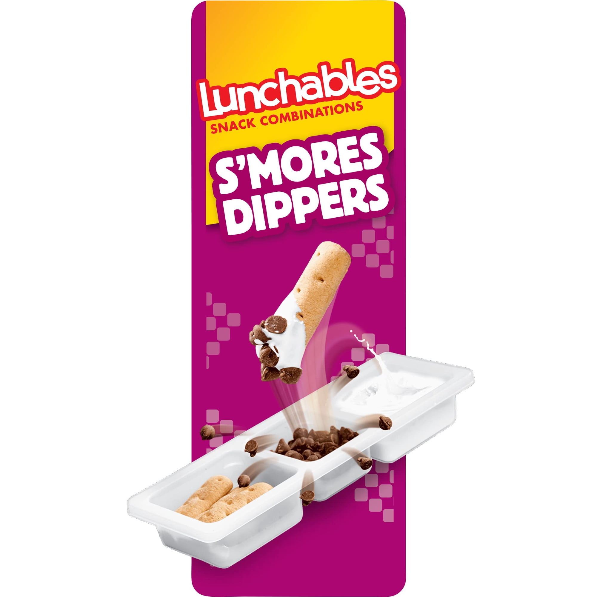 Lunchables S'mores Dippers Snack Pack with Honey Graham Sticks (Milk Chocolate Chips & Marshmallow Creme, 12 Count Pack, 2.3 oz Trays)