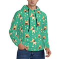 thumbnail image 2 of Wukai Bulldog Puppy Flower Print Men Hoodies Fleece Sweatshirts Long Sleeve Sweaters Pullover Fall Outfits Winter Clothes-X-Large, 2 of 7