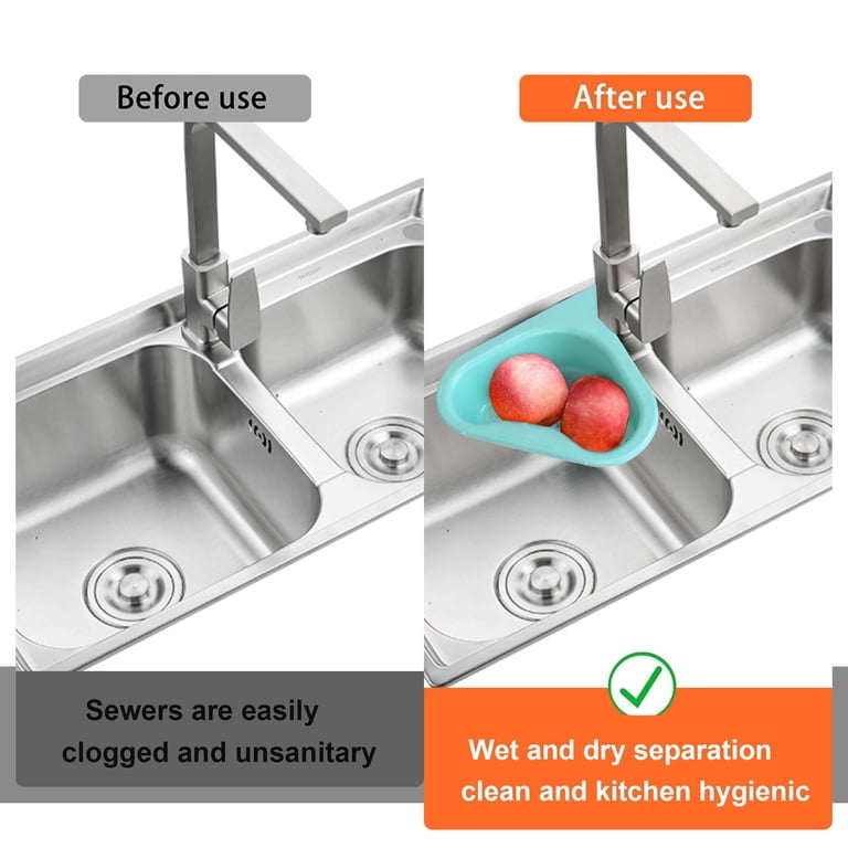 2-Pack Hanging Kitchen Sink Strainer Basket – Detachable Press-Dump Filter For Faucets, Light Green