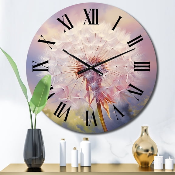 Designart "Purple Dandelion love expression II" Landscapes Oversized Wall Clock
