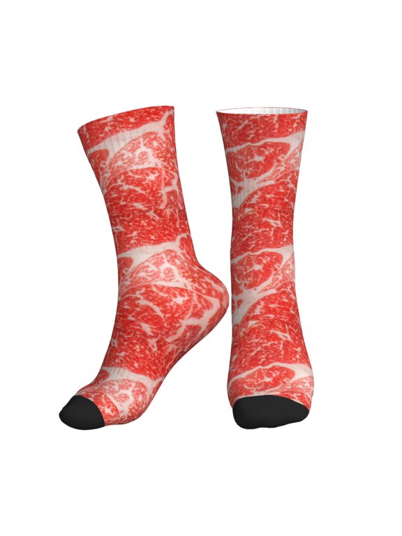 Crew Socks for Women Men Athletic - Beef Steaks Soft Comfort Breathable Mid-Calf Sole Running Socks Womens Men