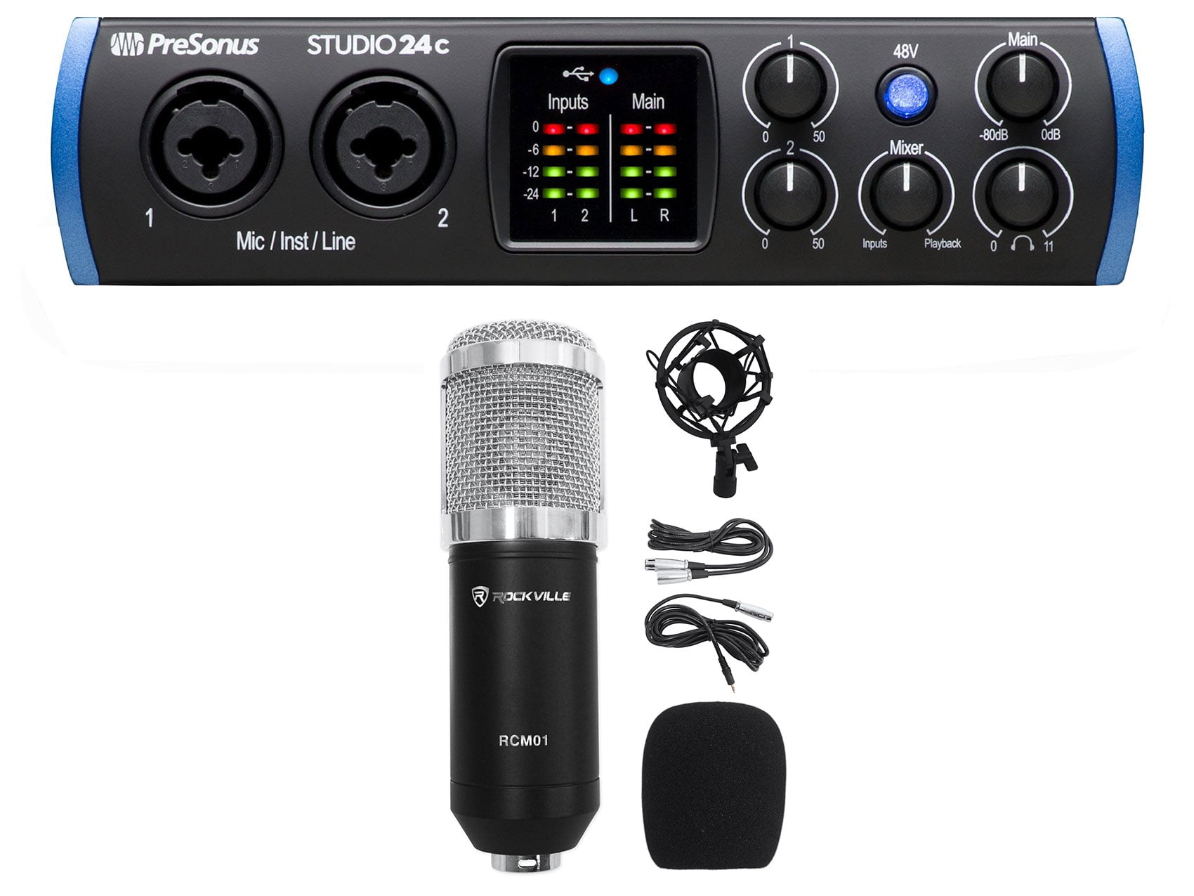 Presonus STUDIO 24C 2x2 USBC Audio MIDI Recording Interface+Studio