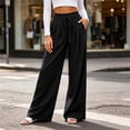 thumbnail image 5 of Byworldtasic Women's Flowy Pleated Trousers Elastic Waist Loose Fit Palazzo Business Casual Lounge Pants with Pockets, 5 of 7