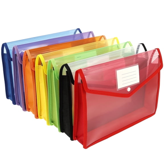 Fkszll 7 Pack Plastic File Folder, Large Expandable Folder for Document Expanding Envelope Organizer Holder for Storage Paper, Fit Legal/A4 Size for Office Business School, Clear