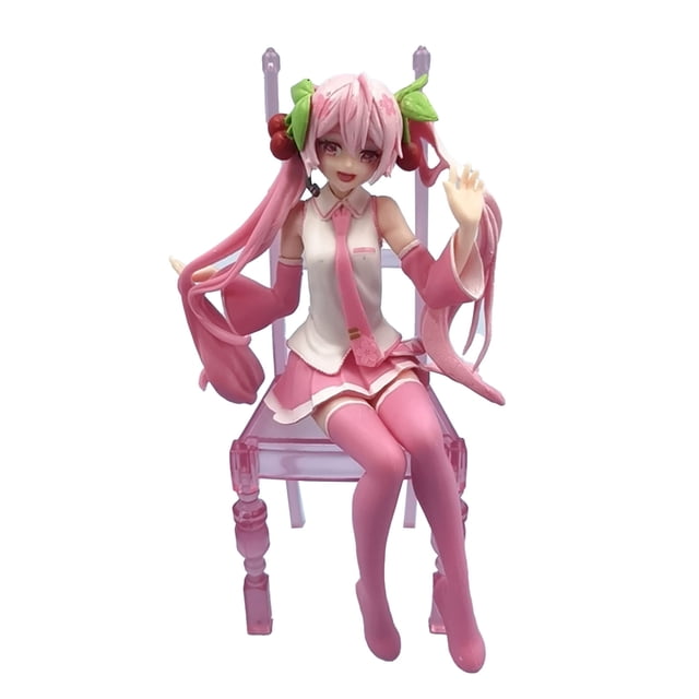 Figura de anime encantadora coleccionable decorativa anime figura de acción niña para decoraciones de escritorio colección ornamento con sillas rosas