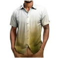 thumbnail image 2 of Mens Shirts Plus Size Short Sleeve Turndown Collar Button Printed Casual Loose Blouse Yellow XXXL, 2 of 5