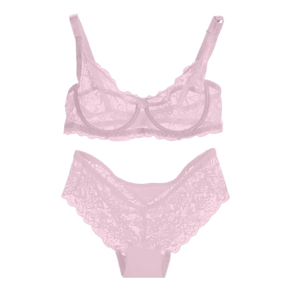 Chuancc Bralette Corset Bustier Bra For Women Bra And Panty 2 Piece 2 Pairs Lace Bra Bra Underwear Set Underwear Sets For Women Plus Size Lace Bralette Pink 34