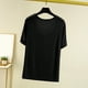thumbnail image 5 of Pijama de manga corta para mujer, color liso, manga corta, camiseta fina, pijama de manga corta, blusa de poliéster, 5 of 7