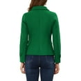thumbnail image 3 of Abrigo de doble botonadura con solapa de pico para mujer INSPIRE CHIC, color verde, de lana para invierno, 3 of 6