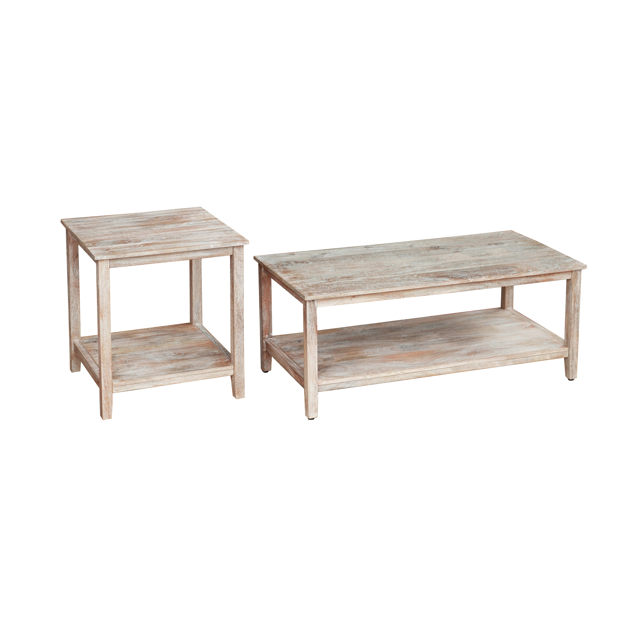 Ox Bay Amer Wood Rectangular Storage Coffee Table, Transitional Style, Indoor Use, White Wash Finished