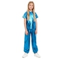 thumbnail image 2 of vastwit Kids Metallic Disco Jazz Hip Hop Dance Outfit Short Sleeve Tops with Jogger Pants Dancewear Light Blue 150, 2 of 7