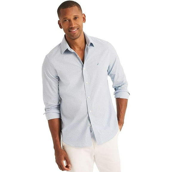 NAUTICA Men's Wrinkle Resistant Long Sleeve Button Front Shirt