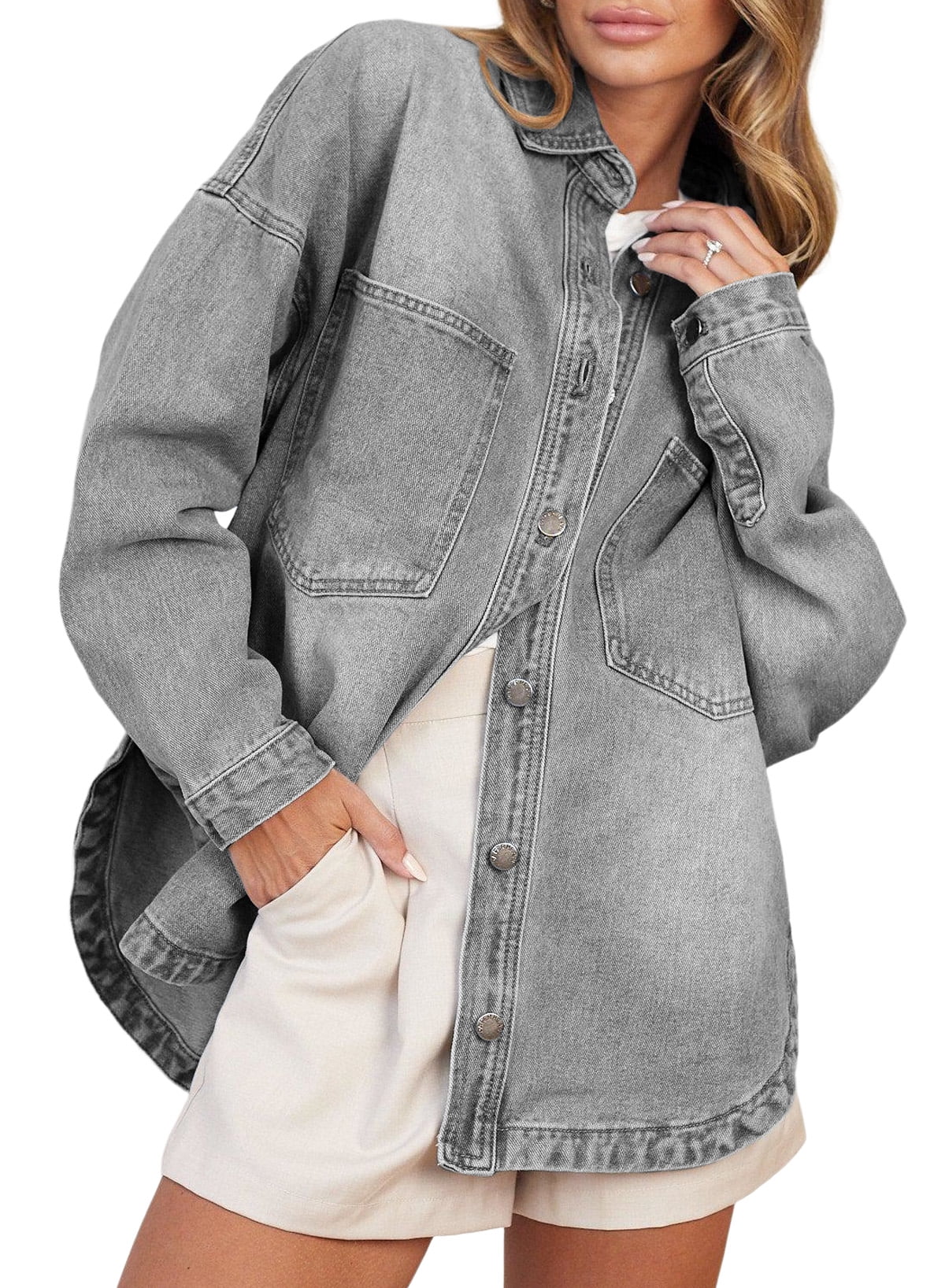 【COSYHARU】Vintage Curve Slit Denim Jacket COSYHARU】Vintage Curve Slit Denim Jacket