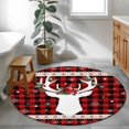 thumbnail image 3 of Round Rug 4Ft Washable Non-Slip, Christmas Elk Circle Area Rugs for Living Room Bedroom, Xmas Birds Black Red Checkered Snowflake Indoor Floor Mats Carpet Runner for Home Decor Aesthetic, 3 of 8
