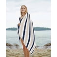 thumbnail image 2 of Beige Navy Blue Striped Beach Towels Oversized Super Absorbent, Farmhouse Stripe Art Lightweight Bath Towel Quick Dry Sets For Bathroom/Pool/Rv Camping/Beach Play/Gym Room/Picnic 31"x62", 2 of 8