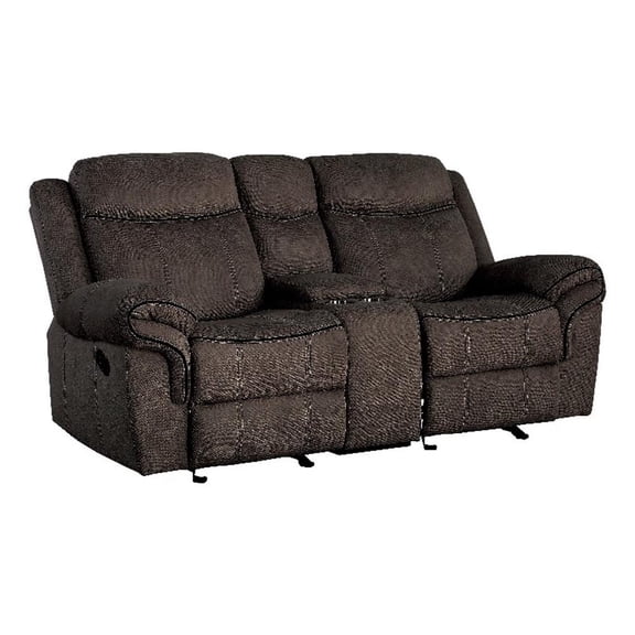 ACME Zubaida Reclining Loveseat with USB Dock and Console in Chocolate Velvet