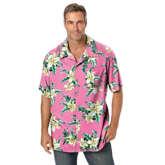 Men's Big & Tall Tropical Rayon Short-Sleeve Shirt